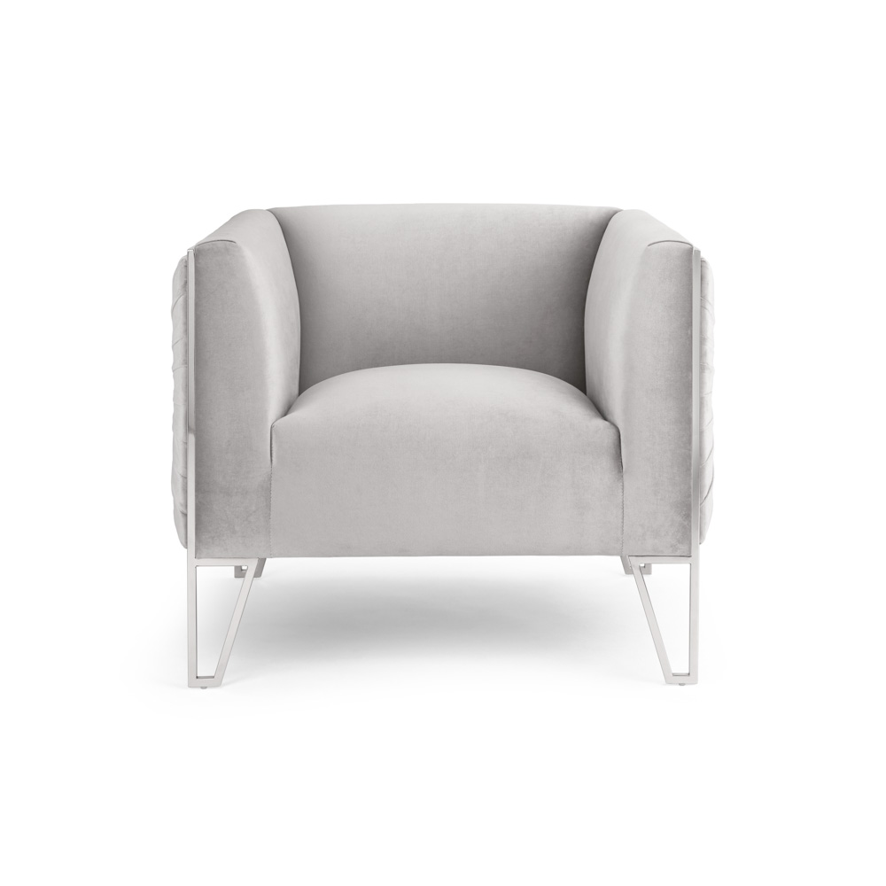 Truro Accent Chair: Grey Velvet